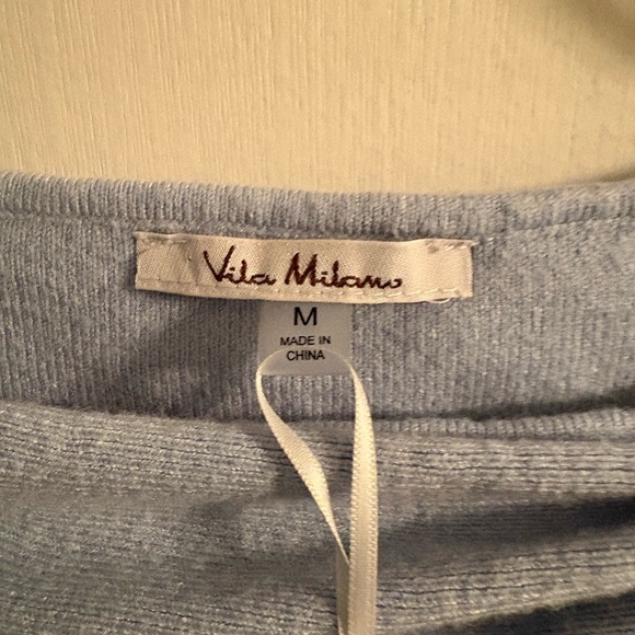 NWT Vila Milano Blue Top with Bow - Picture 4 of 7